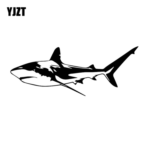 YJZT 7CM*18.3CM Cool And Handsome Shark Car Decoration Sticker Vinyl Decal Black/Silver C30-0051 ► Photo 1/6