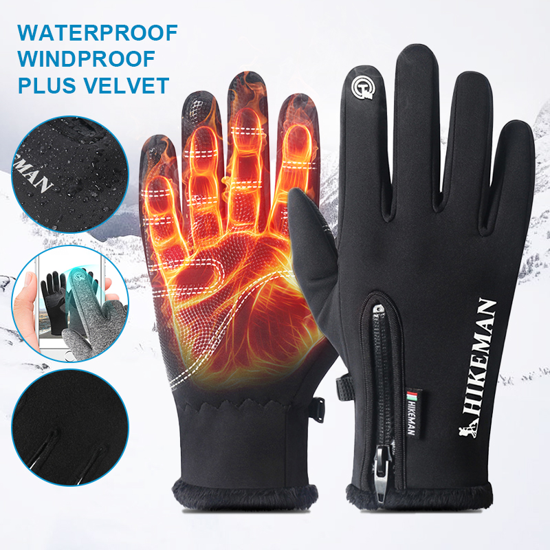 Winter Cycling Gloves Waterproof Warm Touch Screen Fishing Full Finger Thermal 