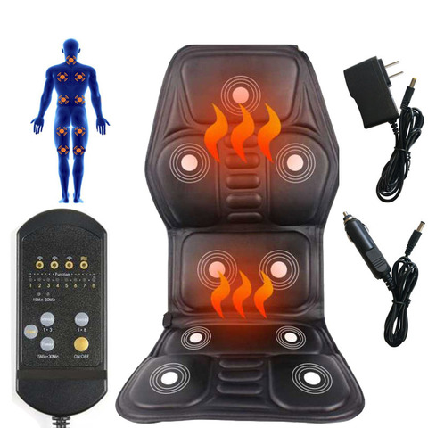 Electric neck Massager Back massage Chair Cushion Seat machine 9 motor Vibrator Home Car Office Lumbar Waist Pain Relief Pad Mat ► Photo 1/6