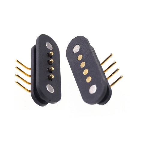 5 Pair Spring-Loaded Magnetic Pogo pin connector 4 pin Pitch 2.5 mm through hole Angled male female 2A 36V DC Power Charge Probe ► Photo 1/6