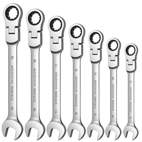 Flexible Pivoting Head Ratchet Wrench Spanner Garage Metric hand Tool 6mm-19mm For auto and Home Repair ► Photo 1/6