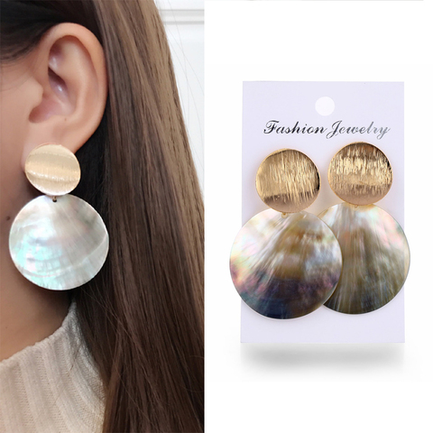 New Fashion Round Shell Clip Earrings Without Piercing Metal Geometric Earrings for Women Gilrs Ladies Statement Jewelry ► Photo 1/6