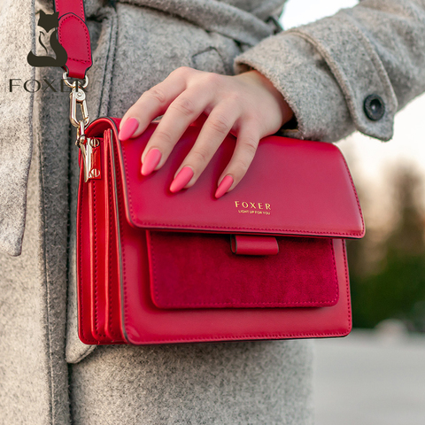 FOXER Women Bags Split Cow Leather Crossbody Shoulder Bags 2022 Fashion Small Lady Flap Purse Female Bag Valentine Gift for Girl ► Photo 1/6
