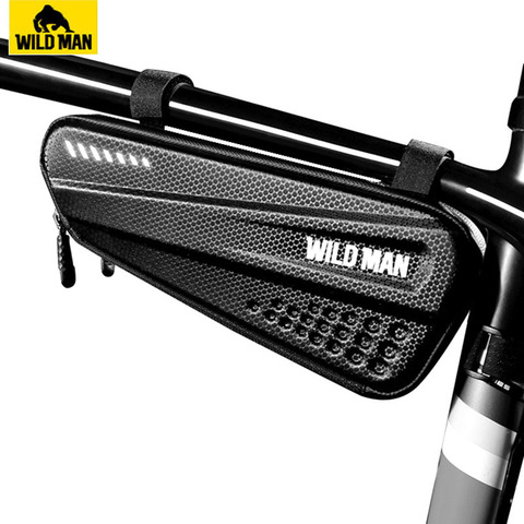 WILD MAN Bicycle Bag Front Tube Frame Bag Hard Shell Rainproof Bike Bag Double Zipper Triangle Tools Pouch Cycling Accessories ► Photo 1/6