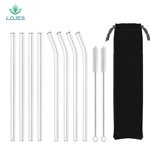4Pcs Glass Straws Reusable Drinking Glass Tube Eco-friendly With Cleaning Brush Events Party Favors Supplies ► Photo 1/6