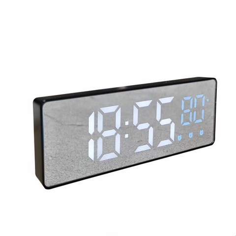 Digital Alarm Clock Voice Control Snooze Time Temperature Display 3 Alarms Reloj Despertador Mirror LED Clock with USB Cable ► Photo 1/6