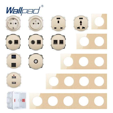 Wallpad DIY Module Gold Panel Wall Power Socket Electrical Outlet Function Key Free Combination ► Photo 1/6