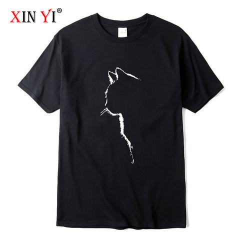 XINYI Men's T-shirt Top Quality 100% cotton short sleeve cool cat print casual loose men t shirt o-neck t-shirt men tee shirts ► Photo 1/6