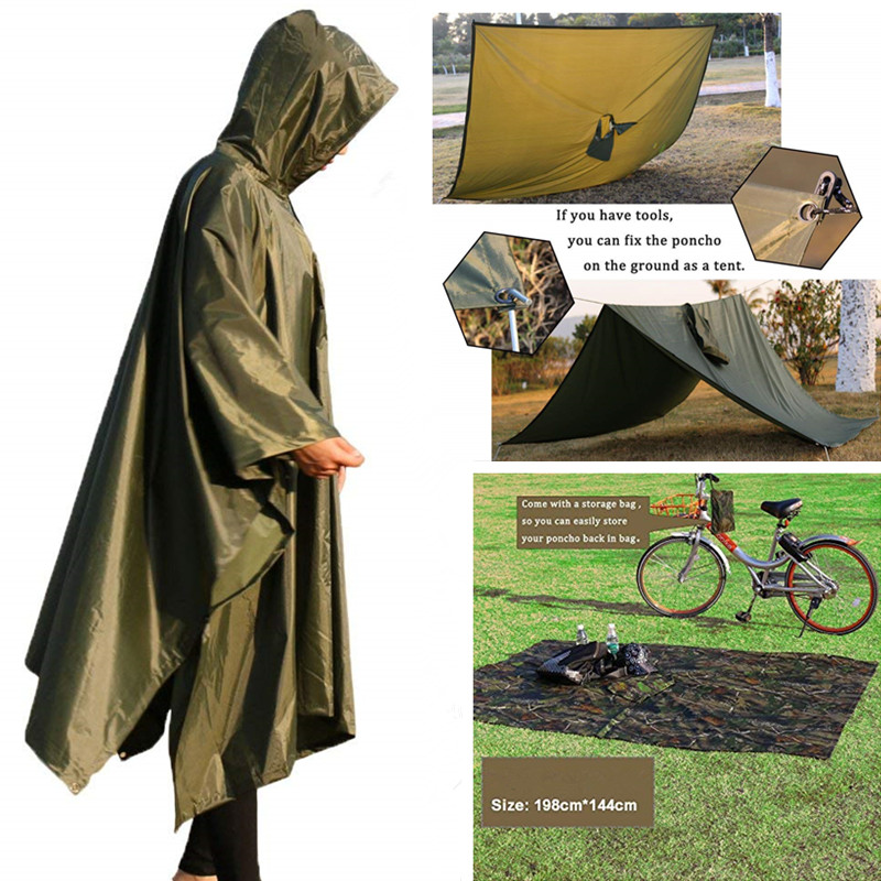 Multifunctional Raincoat Survival Poncho Outdoor Camping Tent Mat for Outdoor 