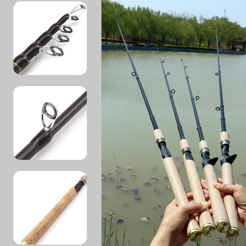1.8m 2.1m 2.4m 2.7m Telescopic Fishing Rod Spinning Casting lure rod Carbon Fiber wooden handle  Lure Weight 7-28g fishing fish ► Photo 1/6