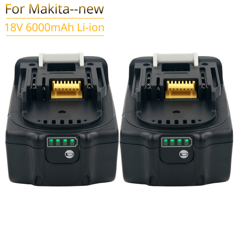 2pcs Smart Protection BL1860B 6000mAh Battery for Makita 18V 6.0Ah BL1860 BL1850 Bl1830 Rechargeable Tools Battery LED Light ► Photo 1/6