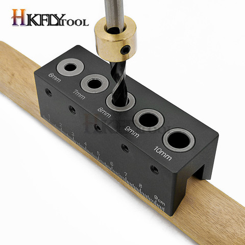 Wood Doweling Jig Straight Angle Guide Pocket Hole Jig Kit Aluminum Alloy Hole Drill Guide Locator Carpentry Woodworking tool ► Photo 1/6