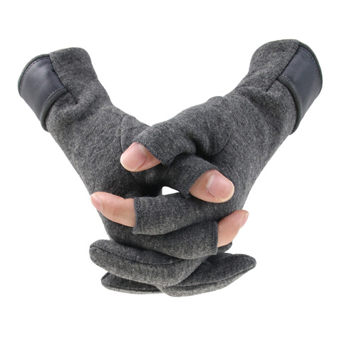 Winter Men Mitten 2 Fingers Exposed Keep Warm Touch Screen Windproof Thin Guantes Driving Anti Slip Outdoor Fishing Male Gloves ► Photo 1/6