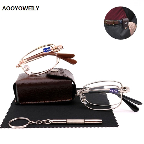 Folding Reading Glasses Men Women Foldable Metal Presbyopic Glasses Diopter +1.0 1.5 2.0 2.5-4.0 Vintage Hyperopia Eyeglasses ► Photo 1/6