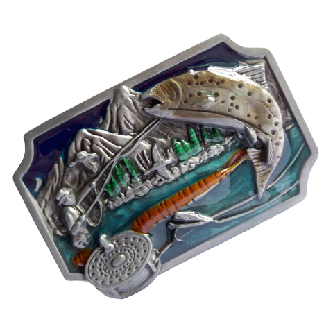 Enamel Flying Fishing Belt Buckle Metal Western Cowboy Jeans Accessories for Boys Men ► Photo 1/6