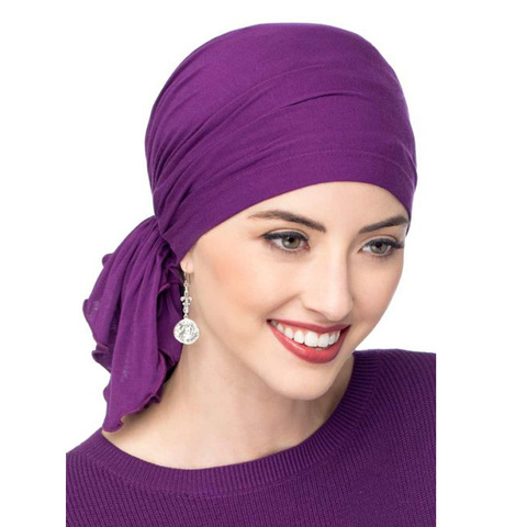 Muslim Bamboo cotton Pre-Tied Scarf Chemo Bonnet Caps Women Turban Hat Headwear Headscarf Wrap Cancer Bandanas Hair Accessories ► Photo 1/6