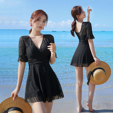 2022 New Korean Sexy Swimsuit Women High Cup Swim Bathing Suit Woman Bodysuit One Piece Swimwear Swimming Swimskirt ► Photo 1/6