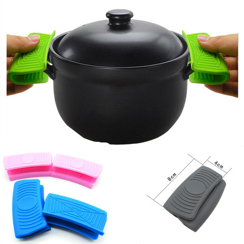 1-2pcs Grip Silicone Pot Holder Sleeve Heat Resistant Pot Glove Pan Handle  Cover Grip Kitchen Tools Kitchen Gadgets