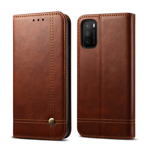 POCO M3 2022 Flip Case Luxury Solid Leather Magnetic Book Cover for Xiaomi Poco M3 Case Mi Poco M 3 3M Wallet Carcasa Shockproof ► Photo 1/6
