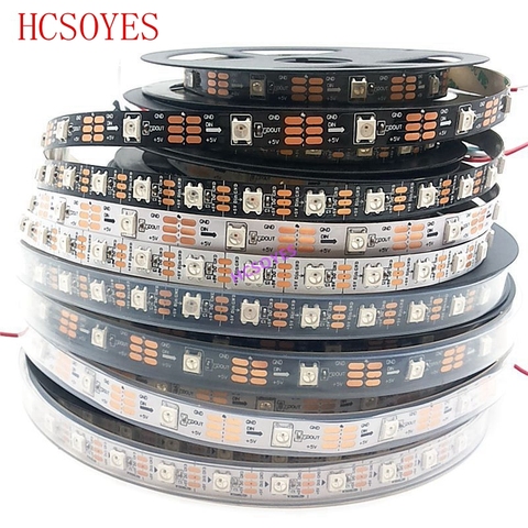 1m/5m WS2812B 30/60/144 pixels/leds/m Smart led pixel strip,Black/White PCB,WS2812 IC;WS2812B/M,IP30/IP67 DC5V ► Photo 1/6