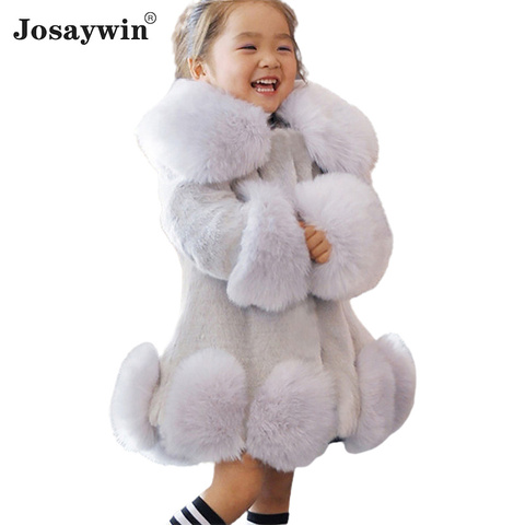 Winter Jacket Kids Girl Parkas Cute Warm Wedding Faux Fur Coat For Girls Children Winter Clothes Soft Party Baby Girl Coat ► Photo 1/6