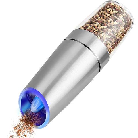 Blue LED Light Gravity Control Electric Pepper Health Grinder Durable Stainless Steel Large Capacity Salt Spices Mill Shaker ► Photo 1/6