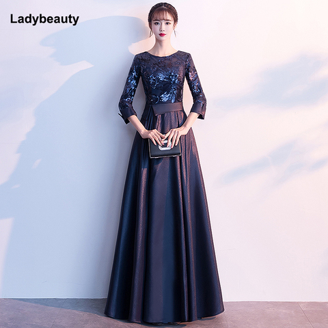 2022 A Line Sequin Golden Evening Dress Long Prom Party Dresses Evening Gown Formal Dress Women Elegant Robe De Soiree ► Photo 1/6