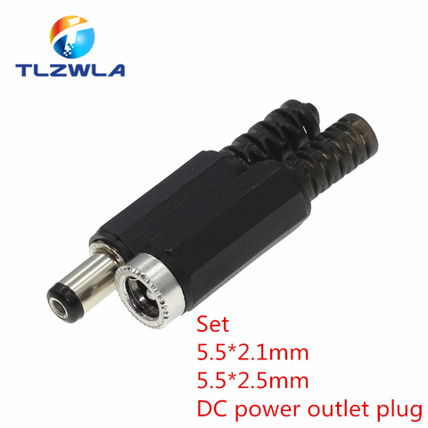 10pcs 24V 12V 3A Plastic Male Plugs + Female Socket Panel Mount Jack 5.5x2.1mm DC Power Connector Electrical Supplies 5.5*2.5 ► Photo 1/4