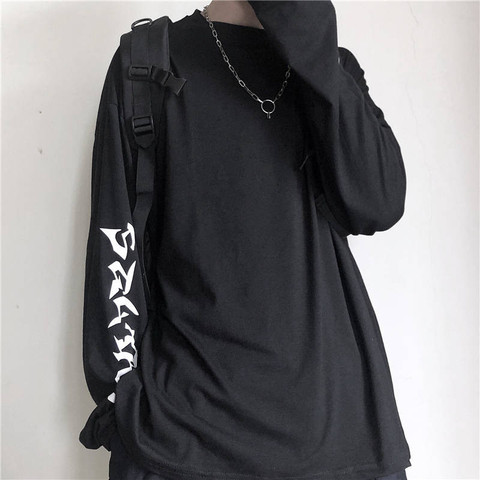 Harajuku Tshirt Streetwear Hip Hop T-shirts Men Women Casual Korean T Shirt Long Sleeve Loose Tshirt Streetwear Autumn Tops Male ► Photo 1/6