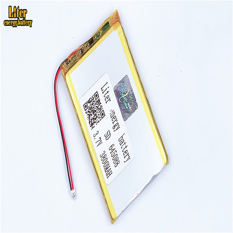 1.5MM 2pin connector 3.7V 645088 3800mah high density flat lipo lithium polymer battery li ion battery ► Photo 1/3