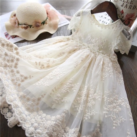 3-8Yrs Toddler Girl Summer Dresses Lace Tutu Party Princess Dress White Wedding Dress Baby Girl Casual Clothes Children Clothing ► Photo 1/6