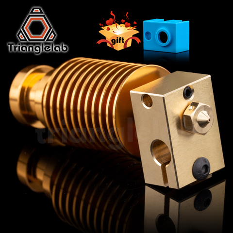 HQ gold heatsink V6 Brass heater block hotend J-head heater block heat break Nozzle for E3D HOTEND for titan extruder ► Photo 1/6