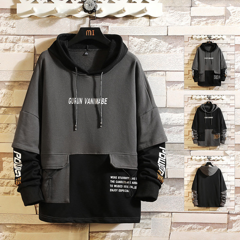 Japan Style Casual O-Neck 2022 Spring Autumn Print Hoodie Sweatshirt Men'S Thick Fleece Hip Hop High Streetwear Clothes ► Photo 1/6