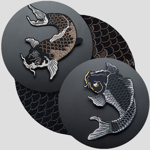 Chinese style squid koi fish literary patch embroidery decoration high-end exquisite collection iron on patches badge medal ► Photo 1/5