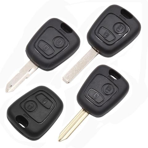 X Autohaux 2 Buttons Uncut Insert Key Fob Case Remote Control Shell Replacement Car Key Case for Peugeot 106 107 206 207 306 307 ► Photo 1/6