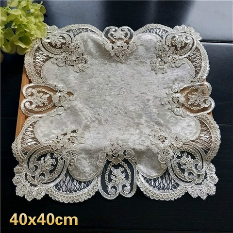 Luxury European Lace Embroidered Fruit Plate Dessert Tea Table Mat Decoration Cloth Coffee Cup Placemat Hotel Restaurant Coaster ► Photo 1/4