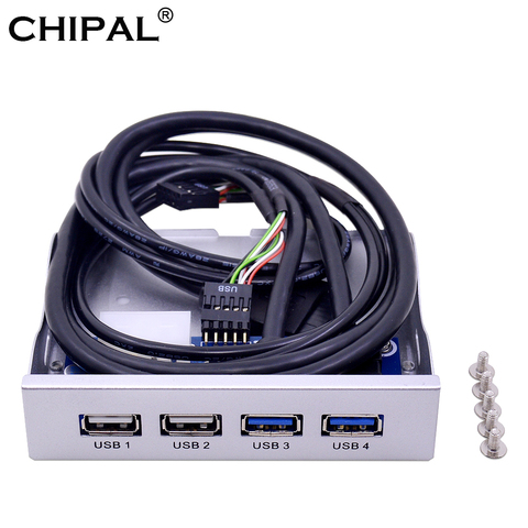 CHIPAL Silver 4 Ports USB 2.0 USB 3.0 Front Panel Hub 20Pin Splitter Internal Combo Bracket Adapter for Desktop 3.5'' Floppy Bay ► Photo 1/6