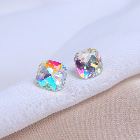 Luxury Classic Colour Crystal Stone Stud Earrings Simple Square Crystal Earrings For Women Female Wedding Party Jewelry Gifts ► Photo 1/6