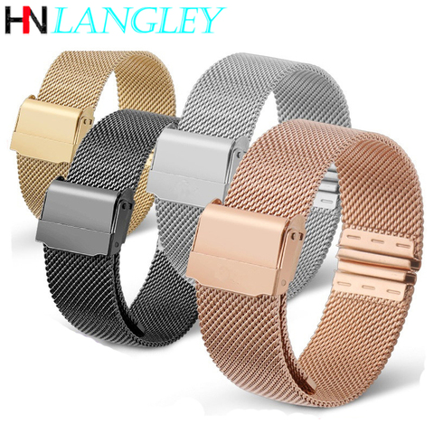 Universal Watch Band Mialnese Loop WatchStrap Fine Mesh Wristbands 10/12/13/14/16/17/18/19/20/22/24 Mm Width Watchband for DW ► Photo 1/6