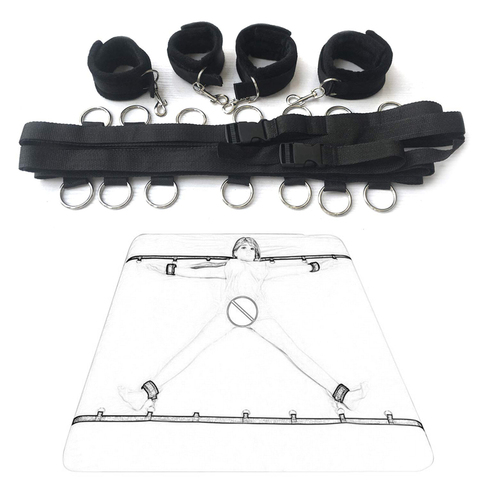BDSM Bondage Set Bed Restraint Kit Cuffs System Game Toy