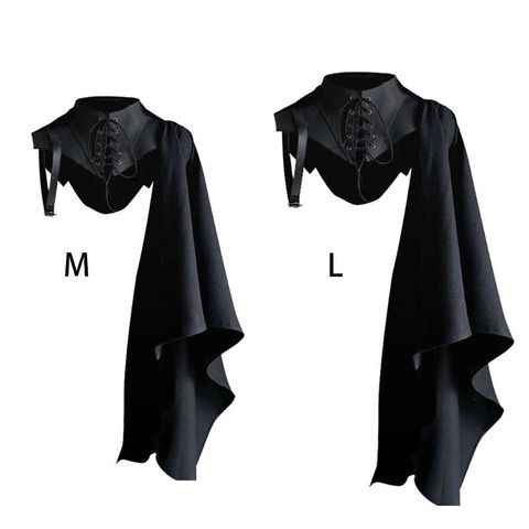 Medieval Armor Black Cloak Single Shoulder Retro Cape Gothic Punk Lace Up Renaissance Costume Crusader Gear For Adult ► Photo 1/6