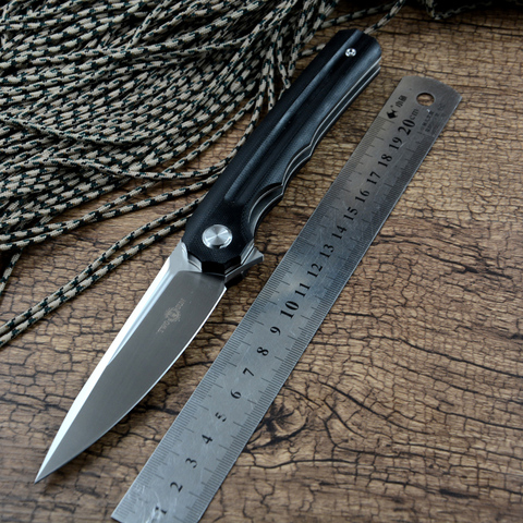 TWOSUN D2 Blade Tactical Pocket Knife Black G10 handle Drop Point Flipper Fast Open Folding Knives TS89 ► Photo 1/6