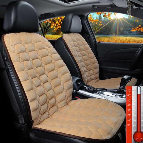 Heating Car Seat Cover 12V Heated Auto Front Seat Cushion Plush Heater Winter Warmer Control Temperature Electric Heating Pad ► Photo 1/6