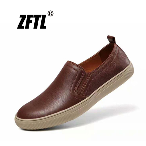 ZFTL Men Loafers genuine leather Lazy shoes man casaul slip-on shoes male leisure Non-slip shoes man loafers boat shoes ► Photo 1/6