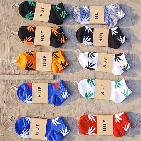 1 Pair Men Socks Cotton Spring Summer and Autumn Weed Colorful Male Short Soft Breathable Wet Socks Maple Leaf Casual Socks ► Photo 1/6