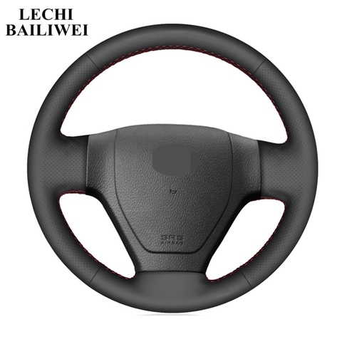 DIY Black Hand-stitched Steering Wheel Cover Artificial leather Car Steering Wheel Covers for Hyundai Getz 2002-2006 ► Photo 1/6