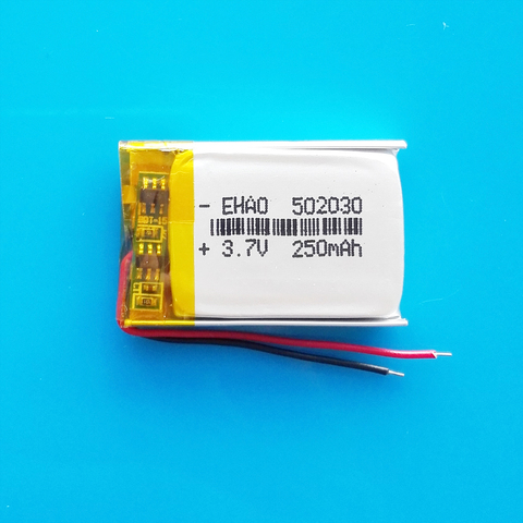 3.7V 250mAh Polymer lithium Lipo battery rechargeable 502030 customized wholesale CE FCC ROHS MSDS quality certification for MP3 ► Photo 1/6