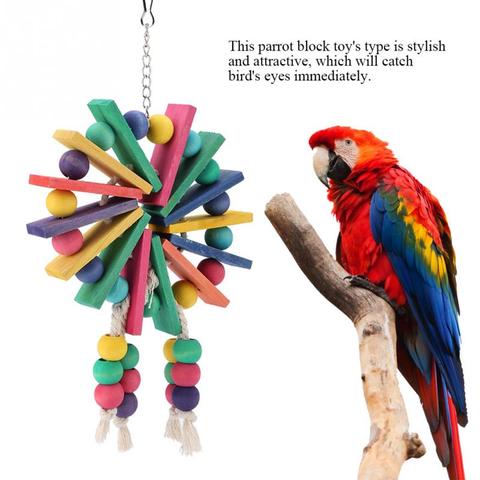 Pet Parrot Toys Wooden Hanging Cage Toys for Parrots Bird Funny Hanging Standing Toy Pet Bird Training Supplies ► Photo 1/6