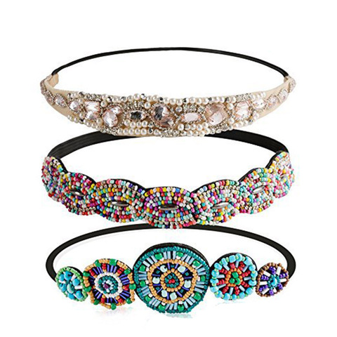 Ethnic Colored Seed Beads Handmade Headband Pearl Rhinestone Customized Beaded Hairband For Women & Girls Hair Accessories ► Photo 1/5