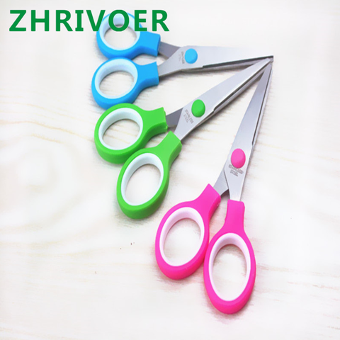 Color plastic handle hand scissors stainless steel office scissors students paperscissors children safety scissors customization ► Photo 1/4